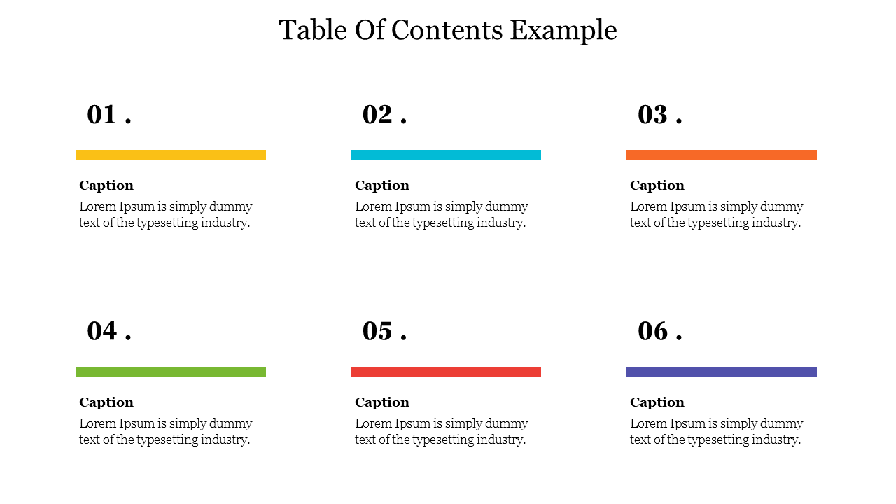 Table Of Contents Example
